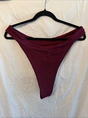 Women's High-Cut thong Bikini Bottom in Deep Burgundy